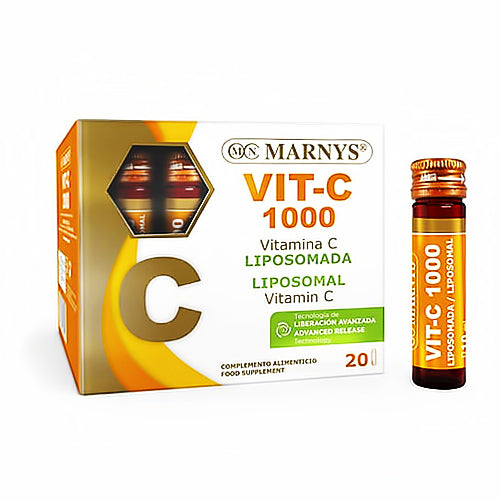 MARNYS® VIT-C 1000. Maisto papildas imuninei sistemai ir energijai. Su saldikliu. 20 buteliukų po 10 ml